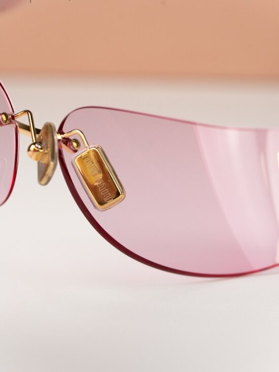Miu Miu Women Sunglasses Gold Pink Mirror Rectangle MUA51S 5AK90Y NEW AUTHENTIC main image 7